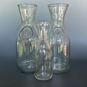 VTG Paul Mason Since 1852 2 Glass Milk Bottles Carafe Vase 1 Small Bottle Bonus